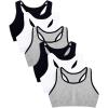 Fruit of the Loom Women’s Built Up Tank Style Sports Bra Value Pack(Heather Grey W. Black/White/Black/Heather Grey W. Black/White/Black)