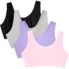 Fruit of the Loom Women’s Built Up Tank Style Sports Bra Value Pack(Kitty Pink/Hyacinth/Grey Heather/Black Hue)