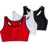 Fruit of the Loom Women’s Built Up Tank Style Sports Bra Value Pack(Red Hot With Black/White/Black)