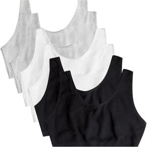 Fruit of the Loom Women’s Built Up Tank Style Sports Bra Value Pack(Black/ White/Heather Grey)