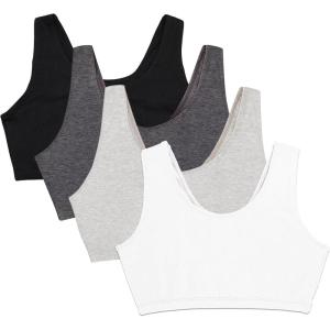Fruit of the Loom Women’s Built Up Tank Style Sports Bra Value Pack(Black/Grey/Charcoal/White)