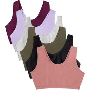 Fruit of the Loom Women’s Built Up Tank Style Sports Bra Value Pack(Black/Heather Grey/Olive/Purple/Lilac/Dusk)