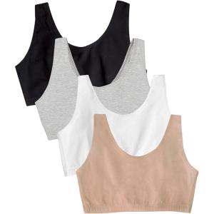 Fruit of the Loom Women’s Built Up Tank Style Sports Bra Value Pack(Black/Heather Grey/Sand/White)