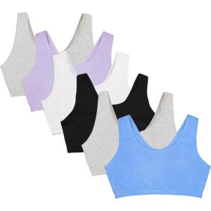 Fruit of the Loom Women’s Built Up Tank Style Sports Bra Value Pack(Cornflower/Grey/Black/Lilac/White/Heather Grey)