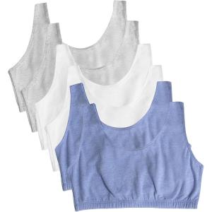 Fruit of the Loom Women’s Built Up Tank Style Sports Bra Value Pack(Heather Blue/ White/ Heather Grey)