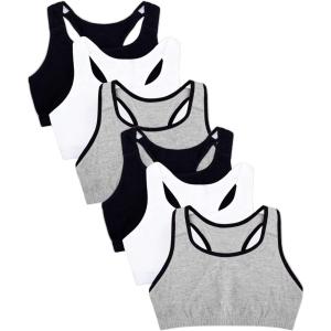 Fruit of the Loom Women’s Built Up Tank Style Sports Bra Value Pack(Heather Grey W. Black/White/Black/Heather Grey W. Black/White/Black)