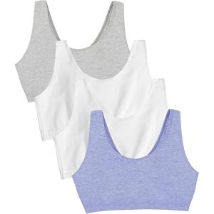 Fruit of the Loom Women’s Built Up Tank Style Sports Bra Value Pack(Heather Grey/Wht/Wht/Blue Hthr)