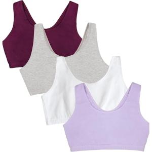 Fruit of the Loom Women’s Built Up Tank Style Sports Bra Value Pack(Purple/White/Lilac/Grey)