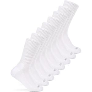 Fruit of the Loom Womens Everyday Basics Socks, Breathable with Half Cushion (Multi-Packs)(Crew – 8 Pack – White)
