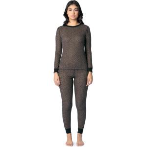 Fruit of the Loom Women’s Micro Waffle Premium Thermal Set(Cheetah Print)