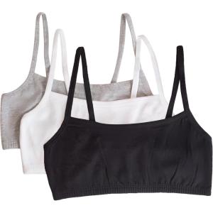 Fruit of the Loom Women’s Spaghetti Strap Cotton Sports Bra – All-Day Comfort & Easy Movement(Black/White/Heather Grey)