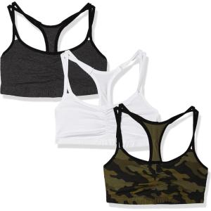 Fruit of the Loom Women’s Spaghetti Strap Cotton Sports Bra – All-Day Comfort & Easy Movement(Camo/White/Charcoal With Black)