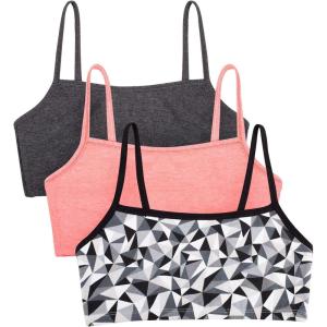 Fruit of the Loom Women’s Spaghetti Strap Cotton Sports Bra – All-Day Comfort & Easy Movement(Kaleidescope/Charcoal/Punchy Peach)