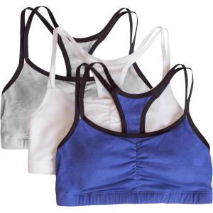Fruit of the Loom Women’s Spaghetti Strap Cotton Sports Bra – All-Day Comfort & Easy Movement(Navy Heather/White/Grey Heather)