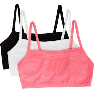 Fruit of the Loom Women’s Spaghetti Strap Cotton Sports Bra – All-Day Comfort & Easy Movement(Popsicle Pink/White/Black Hue)