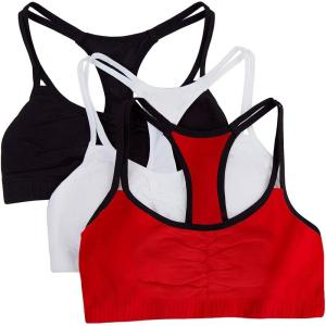 Fruit of the Loom Women’s Spaghetti Strap Cotton Sports Bra – All-Day Comfort & Easy Movement(Red Hot With Black/White/Black Hue)