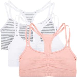 Fruit of the Loom Women’s Spaghetti Strap Cotton Sports Bra – All-Day Comfort & Easy Movement(Skinny Stripe/White/Blushing Rose)