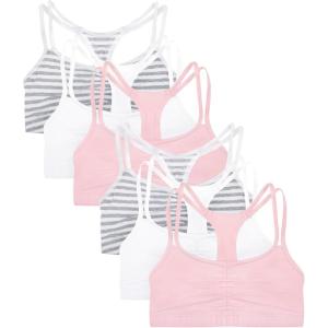 Fruit of the Loom Women’s Spaghetti Strap Cotton Sports Bra – All-Day Comfort & Easy Movement(Stripe/Stripe/White/White/Blush/Blush)