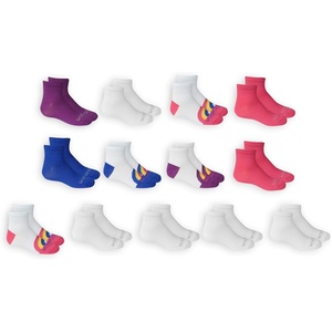 Fruit of the Loom Girl’s Everyday Essential Soft Cushion Socks(White  Pink  Blue  Purple)