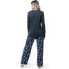 Fruit of the Loom Waffle V-Neck Top and Flannel Pant Sleep Set Ensemble de Pijama Femme(Bleu Nuit/Flocon D&rsquo;étoile)