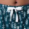 Fruit of the Loom Waffle V-Neck Top and Flannel Pant Sleep Set Ensemble de Pijama Femme(Ivoire/Arbres D&rsquo;hiver)