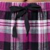 Fruit of the Loom Waffle V-Neck Top and Flannel Pant Sleep Set Ensemble de Pijama Femme(Noir/Carreaux Baies)