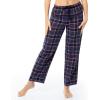 Fruit of the Loom Waffle V-Neck Top and Flannel Pant Sleep Set Ensemble de Pijama Femme(Plaid de Vacances Bleu Marine)