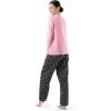 Fruit of the Loom Waffle V-Neck Top and Flannel Pant Sleep Set Ensemble de Pijama Femme(Rose Pâle/Ciel Étoilé)