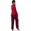 Fruit of the Loom Waffle V-Neck Top and Flannel Pant Sleep Set Ensemble de Pijama Femme(Rouge Radiant/Carreaux Buffalo)