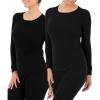 Fruit of the Loom Micro Waffle Premium Thermal Crew Top Haut de Pijama Femme(Noir/Noir)