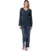 Fruit of the Loom Waffle V-Neck Top and Flannel Pant Sleep Set Ensemble de Pijama Femme(Bleu Nuit/Flocon D&rsquo;étoile)