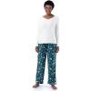 Fruit of the Loom Waffle V-Neck Top and Flannel Pant Sleep Set Ensemble de Pijama Femme(Ivoire/Arbres D&rsquo;hiver)