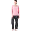 Fruit of the Loom Waffle V-Neck Top and Flannel Pant Sleep Set Ensemble de Pijama Femme(Rose Pâle/Ciel Étoilé)