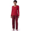 Fruit of the Loom Waffle V-Neck Top and Flannel Pant Sleep Set Ensemble de Pijama Femme(Rouge Radiant/Carreaux Buffalo)