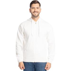 Fruit of The Loom Sweats à Capuche en Polaire Eversoft pour Homme, Fermeture éclair intégrale – Blanc, M