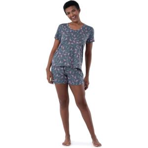 Fruit of The Loom Women&rsquo;s Sleeve Tee and Short 2 Piece Sleep Set, Floral, Medium