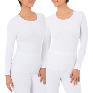 Fruit of the Loom Micro Waffle Premium Thermal Crew Top Haut de Pijama Femme(Blanc/Blanc)