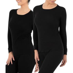 Fruit of the Loom Micro Waffle Premium Thermal Crew Top Haut de Pijama Femme(Noir/Noir)