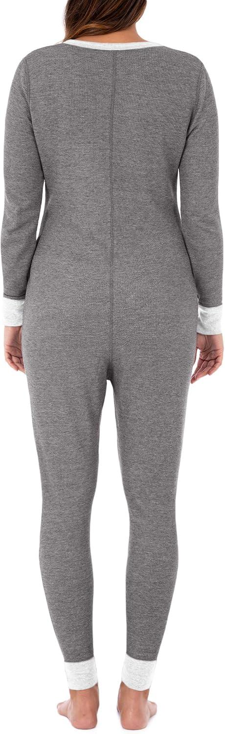 imageFruit of the Loom Micro Waffle Premium Thermal Union Suit Bas de Pijama FemmeSmoke Heather