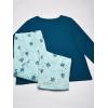 Fruit of the Loom Sueded Jersey Crew Top and Fleece Pant Sleep Set Ensemble de Pijama Femme(Blue Sea/Snowflake)