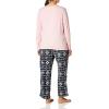 Fruit of the Loom Sueded Jersey Crew Top and Fleece Pant Sleep Set Ensemble de Pijama Femme(Rose Doux/Fée)
