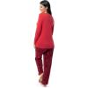 Fruit of the Loom Sueded Jersey Crew Top and Fleece Pant Sleep Set Ensemble de Pijama Femme(Rouge/Ciel Étoilé)
