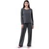 Fruit of The Loom Long Sleeve Tee and Pant 2 Piece Sleep Set Ensemble de Pijama Femme(Gris)