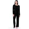 Fruit of The Loom Long Sleeve Tee and Pant 2 Piece Sleep Set Ensemble de Pijama Femme(Le Noir)
