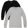 Fruit of The Loom Long Sleeve Tee and Pant 2 Piece Sleep Set Ensemble de Pijama Femme(Light Grey Heather/Black Soot)