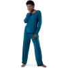 Fruit of The Loom Long Sleeve Tee and Pant 2 Piece Sleep Set Ensemble de Pijama Femme(Mer Sombre)