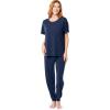 Fruit of the Loom Breathable Short Sleeve Top and Jogger Pant Sleep Pajama Set Ensemble de Pijama Femme(Bleu Minuit)