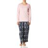 Fruit of the Loom Sueded Jersey Crew Top and Fleece Pant Sleep Set Ensemble de Pijama Femme(Rose Doux/Fée)