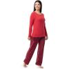 Fruit of the Loom Sueded Jersey Crew Top and Fleece Pant Sleep Set Ensemble de Pijama Femme(Rouge/Ciel Étoilé)