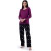Fruit of the Loom Sueded Jersey Crew Top and Fleece Pant Sleep Set Ensemble de Pijama Femme(Royal Berry/Multi Dots)